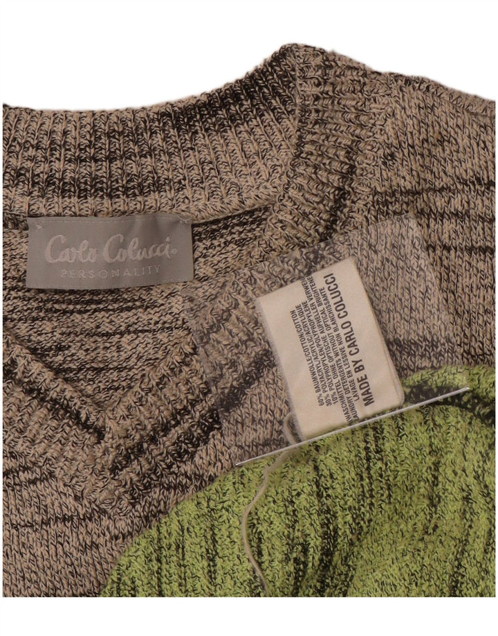 Carlo Colucci Mens V-Neck Jumper Sweater IT 52 Large Multicoloured