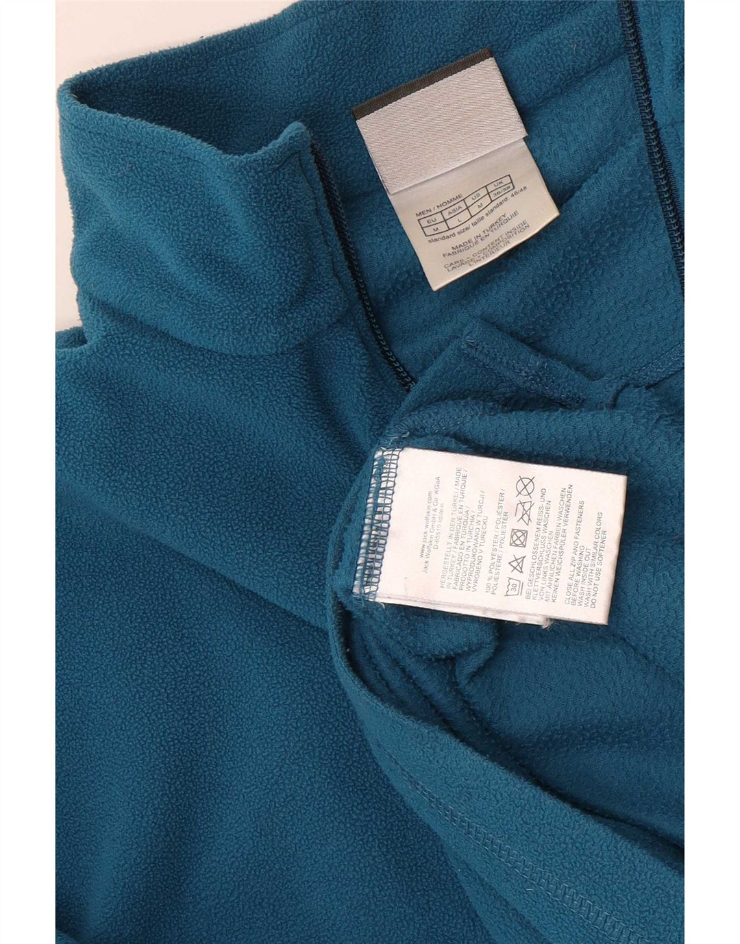 Jack Wolfskin Mens Zip Neck Fleece Jumper UK 36/38 Medium Blue Polyester