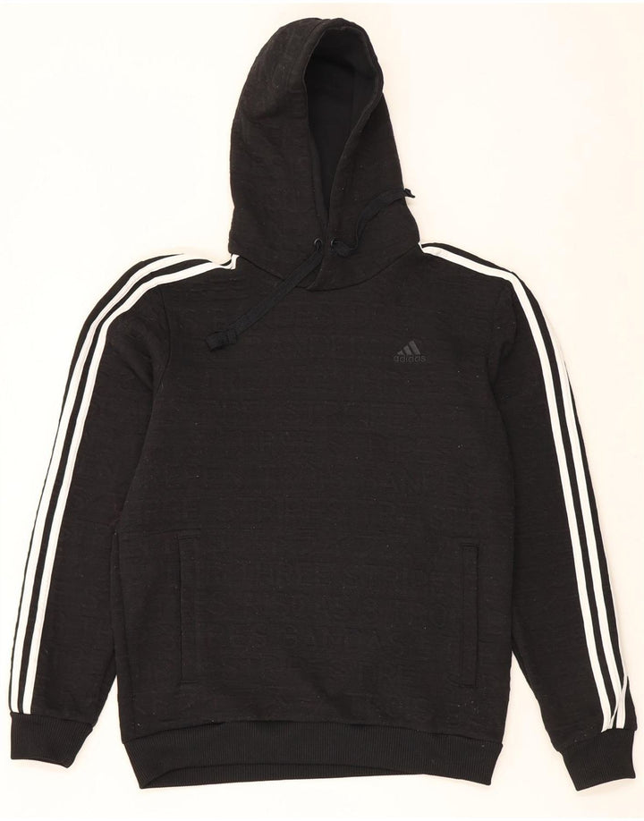 ADIDAS Mens Graphic Hoodie Jumper Medium Black Polyester Vintage Adidas and Second-Hand Adidas from Messina Hembry 