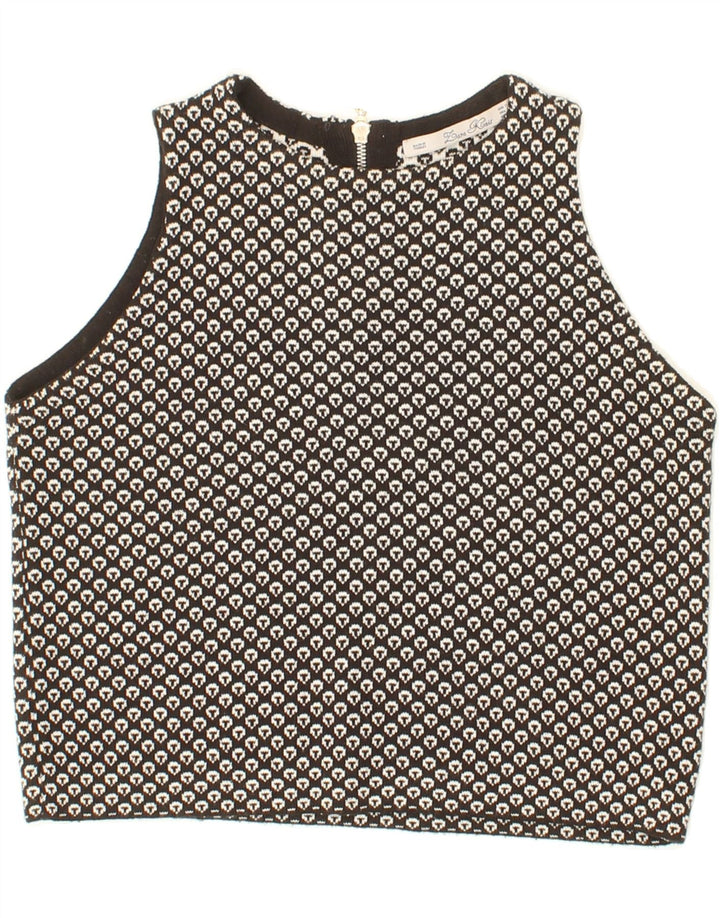 ZARA Womens Abstract Pattern Crop Vest Tank Top UK 10 Small Black Vintage Zara and Second-Hand Zara from Messina Hembry 