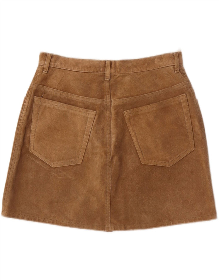Sisley Womens Suede Mini Skirt IT 44 Medium W28 Brown Leather