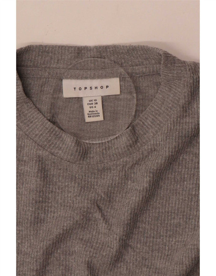 Topshop Womens Oversized Top 3/4 Sleeve UK 10 Small Grey