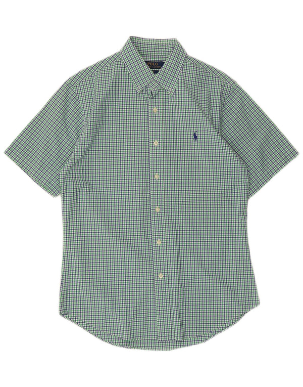 Polo Ralph Lauren Mens Short Sleeve Slim Fit Shirt Medium Green Check