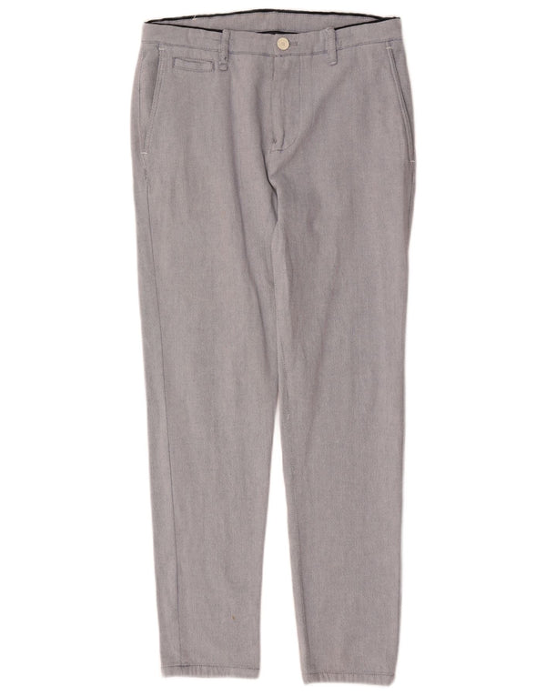 Zara Mens Slim Chino Trousers EU 38 Small W30 L28 Navy Blue Geometric