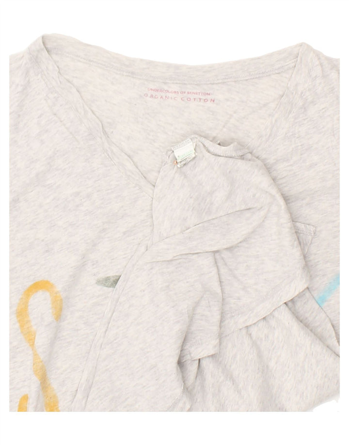 BENETTON Womens Graphic T-Shirt Top UK 14 Medium White Cotton Vintage Benetton and Second-Hand Benetton from Messina Hembry 