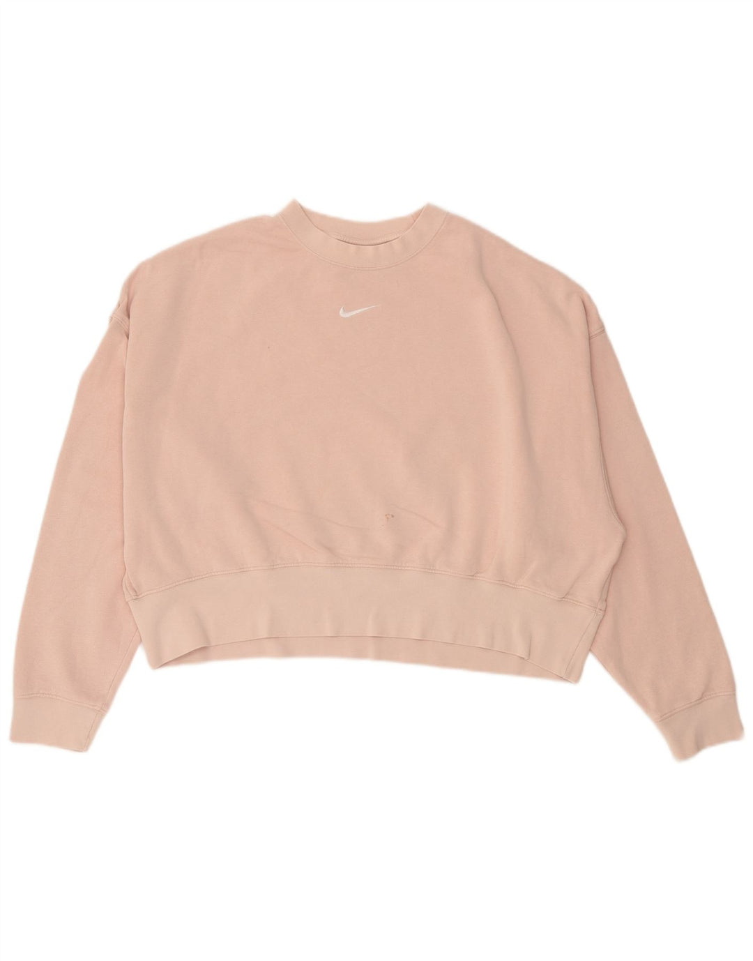 Nike Womens Crop Oversized Sweatshirt Jumper UK 10 Small Pink Cotton