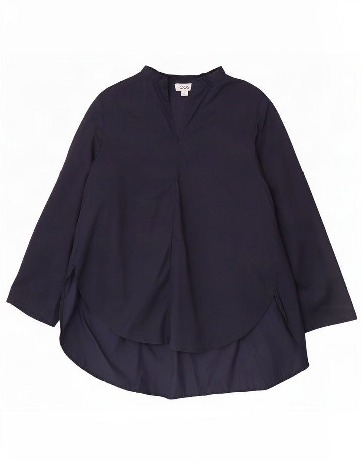 Cos Womens Loose Fit Pullover Shirt EU 36 Small Navy Blue Cotton