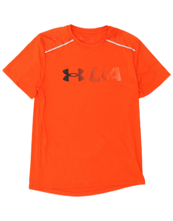 Under Armour Mens Heat Gear Graphic T-Shirt Top Medium Orange Polyester