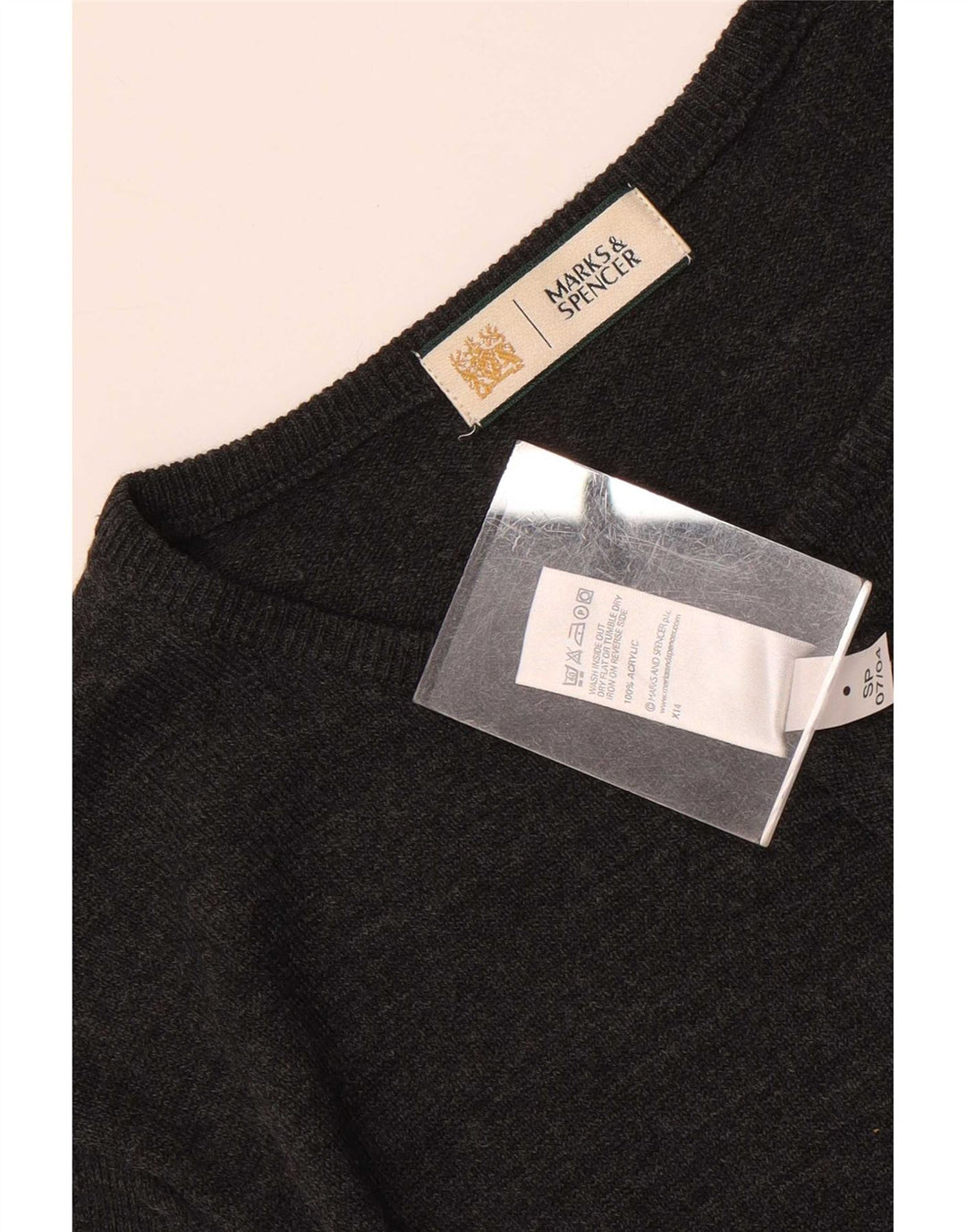 Marks & Spencer Mens Crew Neck Jumper Sweater Medium Grey Acrylic