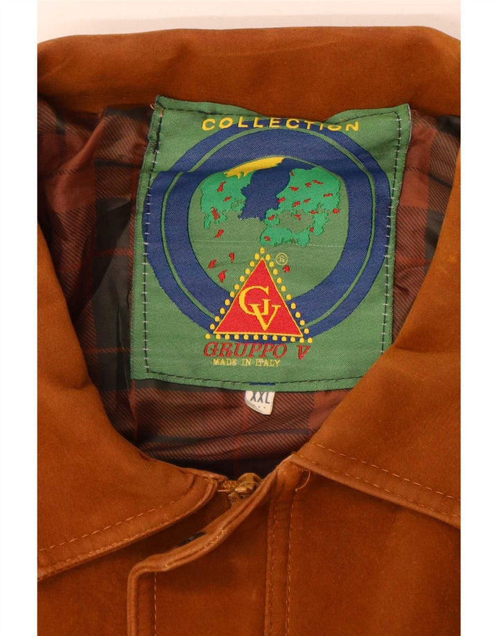 Gruppo V Mens Suede Bomber Jacket UK 44 2XL Brown