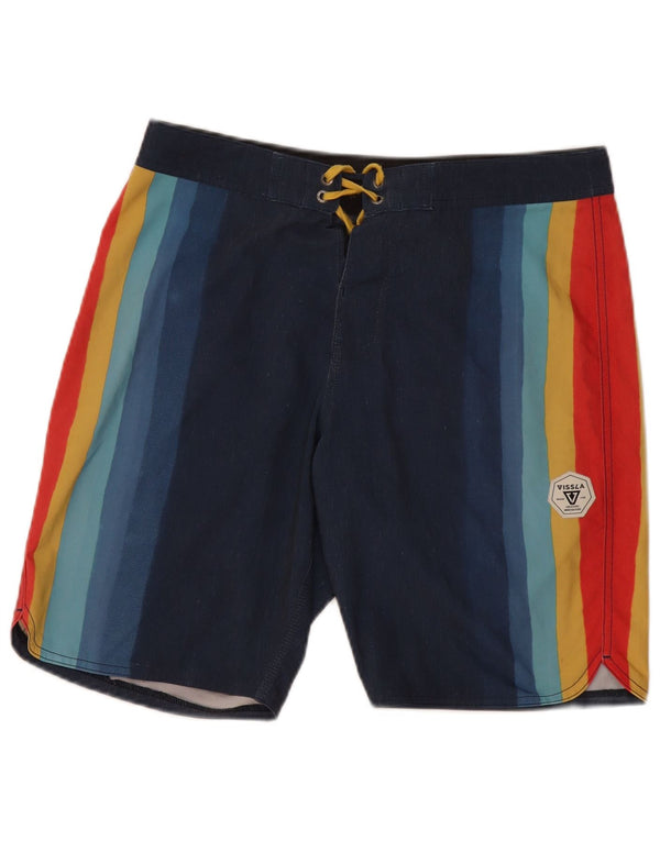 Vissla Mens Swimming Shorts Medium Multicoloured Striped Cotton Beach