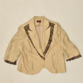 VINTAGE Womens 1 Button Blazer Jacket UK 14 Large Beige Patchwork | Vintage Vintage | Thrift | Second-Hand Vintage | Used Clothing | Messina Hembry 