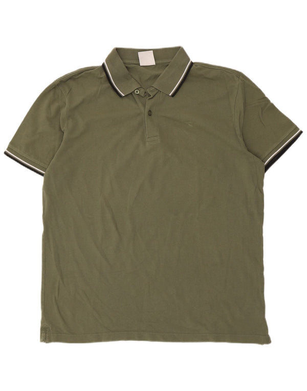 Diadora Mens Polo Shirt 2XL Khaki Striped Cotton
