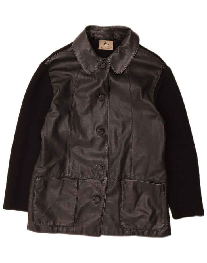 Premode Womens Leather Jacket UK 12 Medium Black Leather