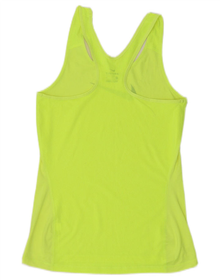 Nike Womens Dri Fit Graphic Vest Top UK 12 Medium Yellow