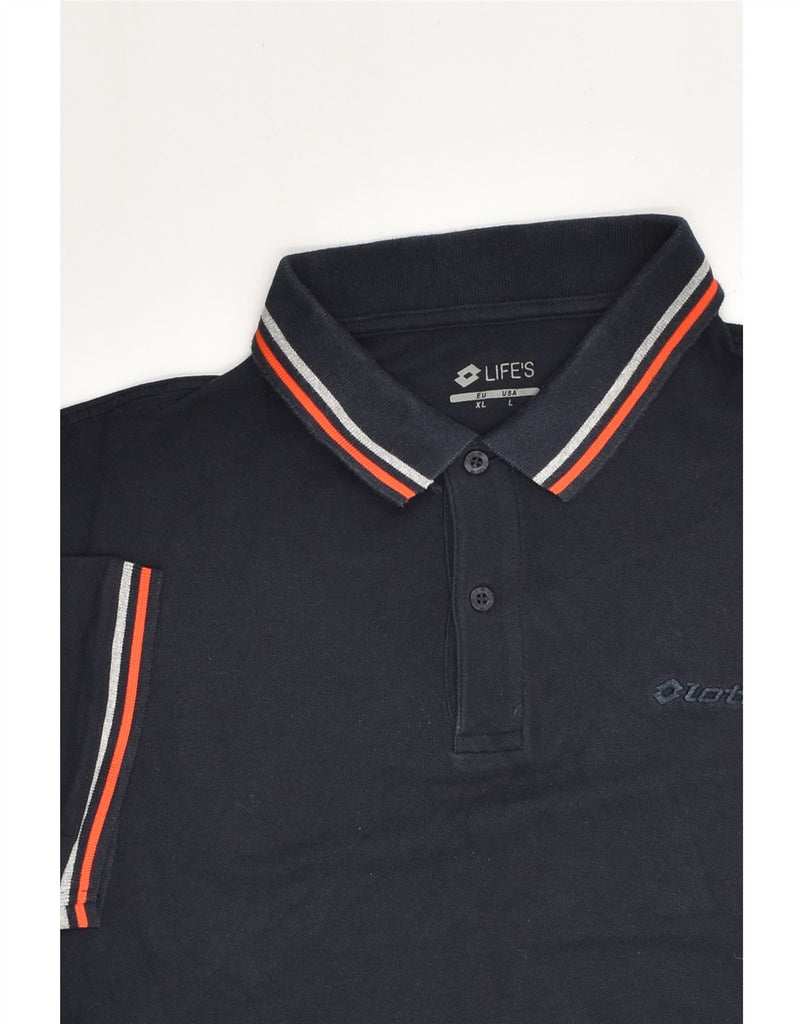 LOTTO Mens Slim Polo Shirt XL Navy Blue Cotton | Vintage Lotto | Thrift | Second-Hand Lotto | Used Clothing | Messina Hembry 