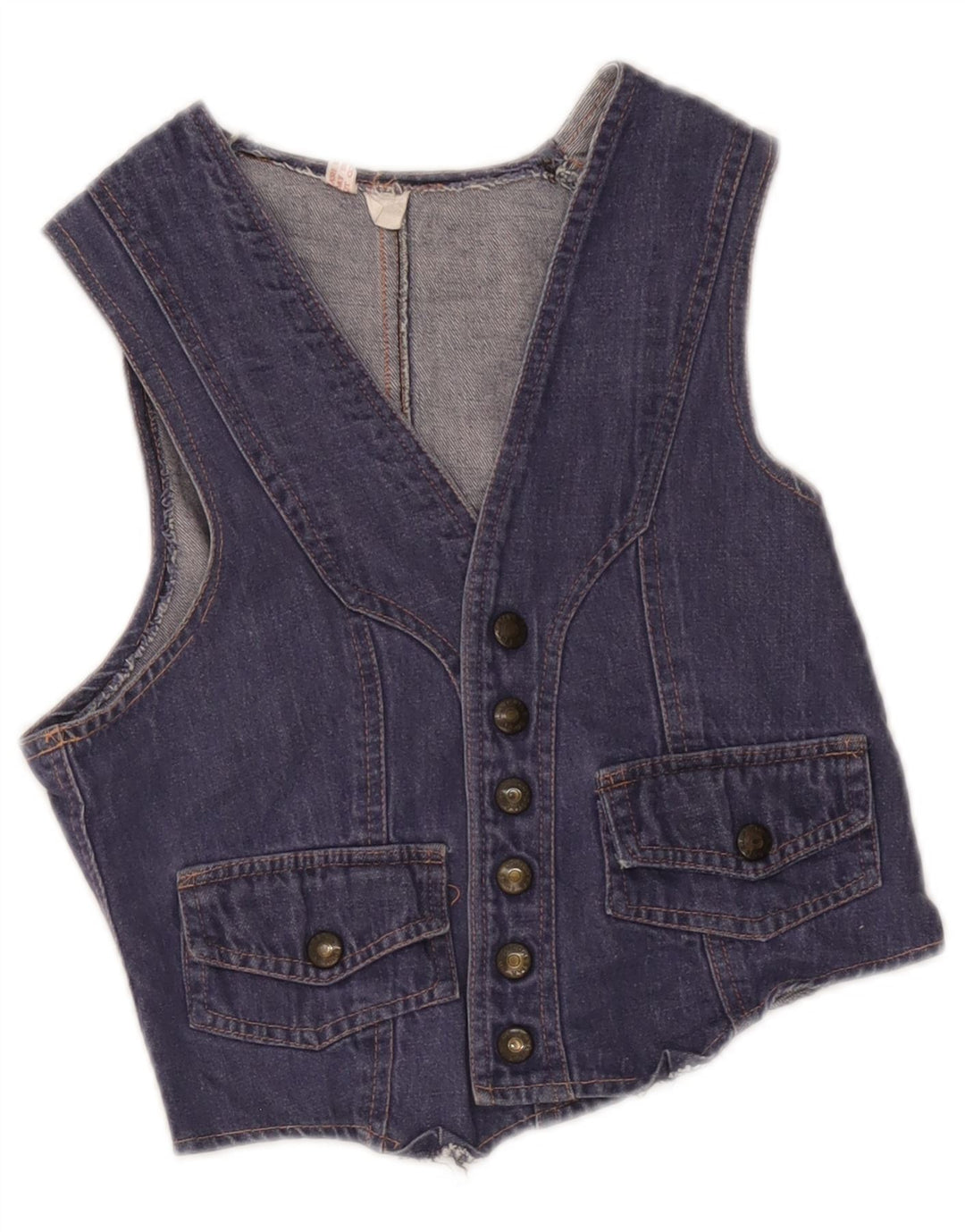 Vintage Girls Denim Waistcoat 8-9 Years Blue