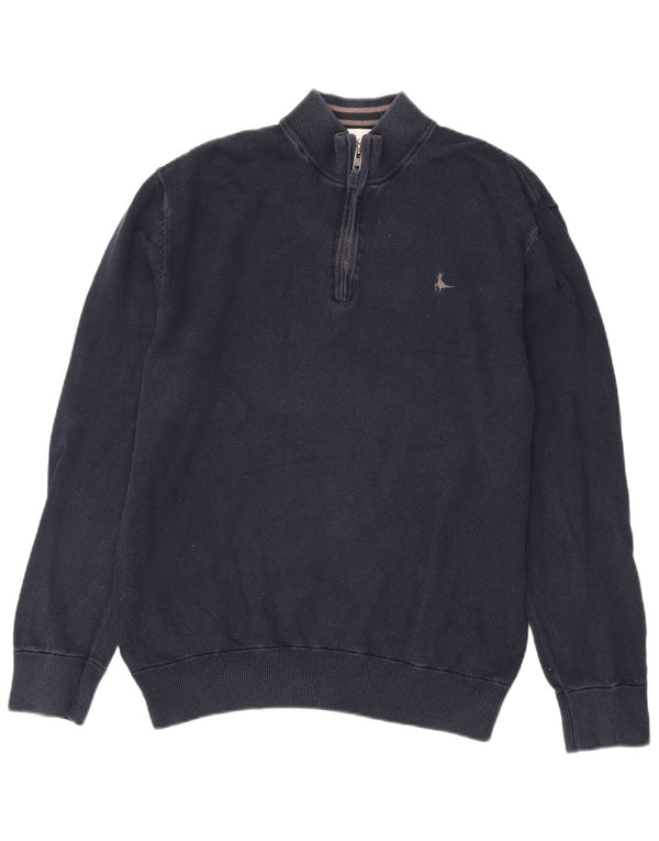 Jack Wills Mens Zip Neck Jumper Sweater XL Navy Blue Cotton
