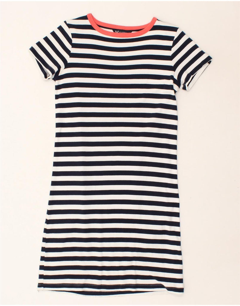 CREW CLOTHING Womens T-Shirt Dress UK 8 Small Navy Blue Striped Cotton | Vintage Crew Clothing | Thrift | Second-Hand Crew Clothing | Used Clothing | Messina Hembry 