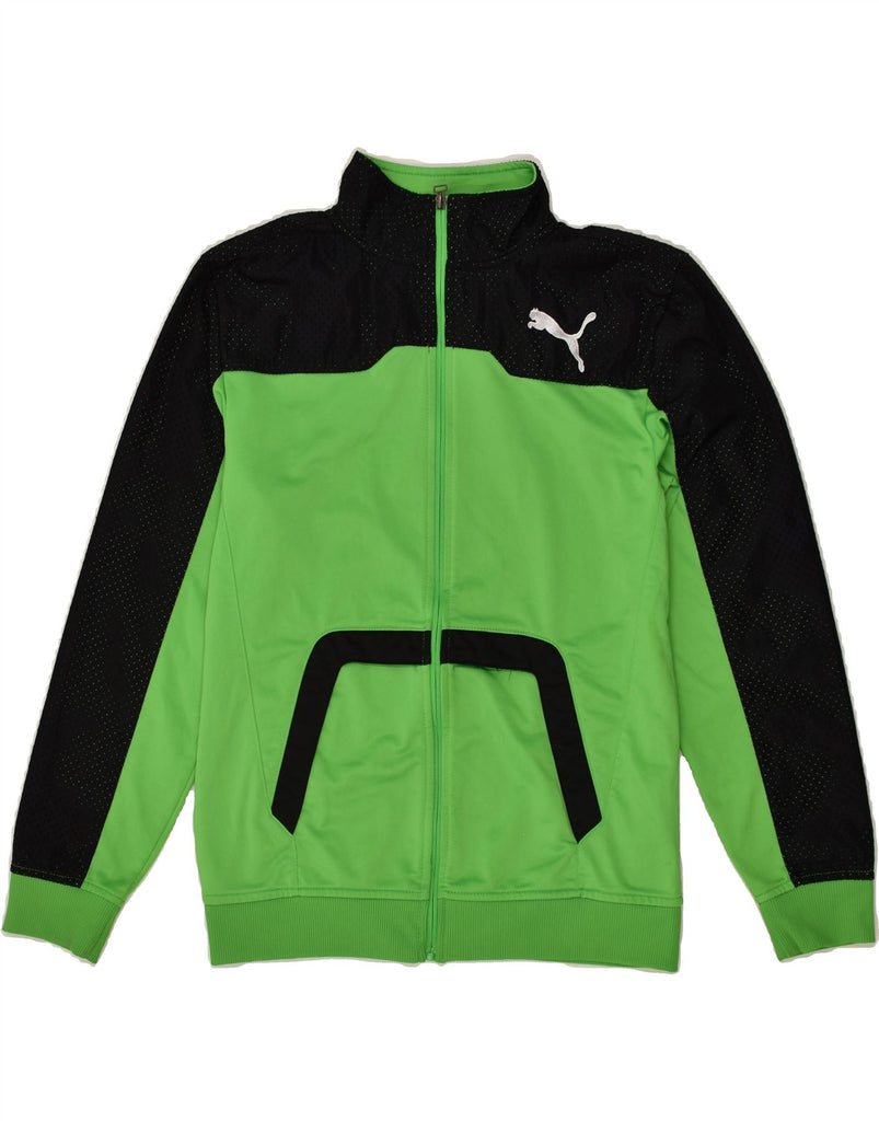 PUMA Boys Tracksuit Top Jacket 13-14 Years XL Green Colourblock Polyester | Vintage Puma | Thrift | Second-Hand Puma | Used Clothing | Messina Hembry 