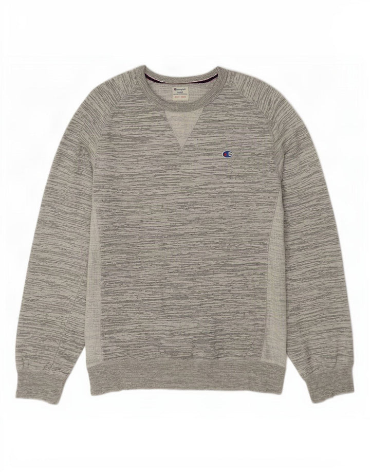 Champion Mens Sweatshirt Jumper Large Grey Flecked Cotton