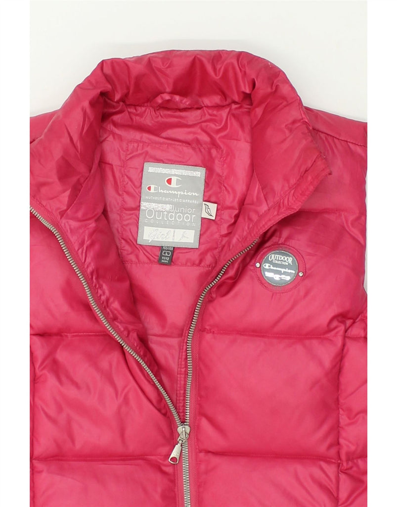 CHAMPION Girls Padded Gilet 11-12 Years Large Pink Polyester | Vintage Champion | Thrift | Second-Hand Champion | Used Clothing | Messina Hembry 