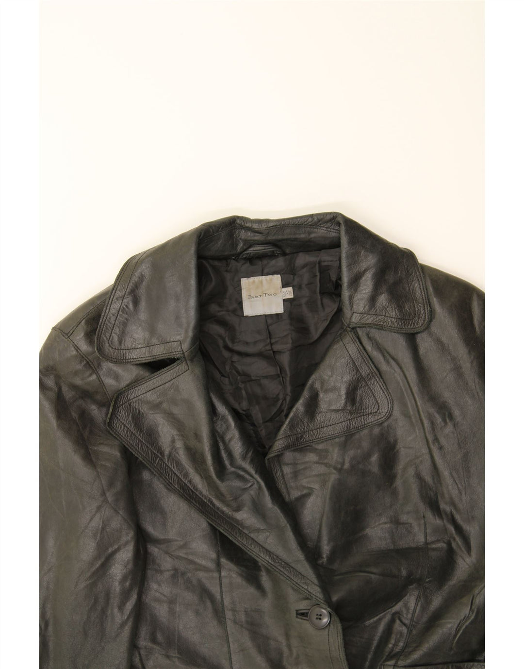 PART TWO Womens Leather Jacket UK 14 Large Black Leather Vintage Part Two and Second-Hand Part Two from Messina Hembry 