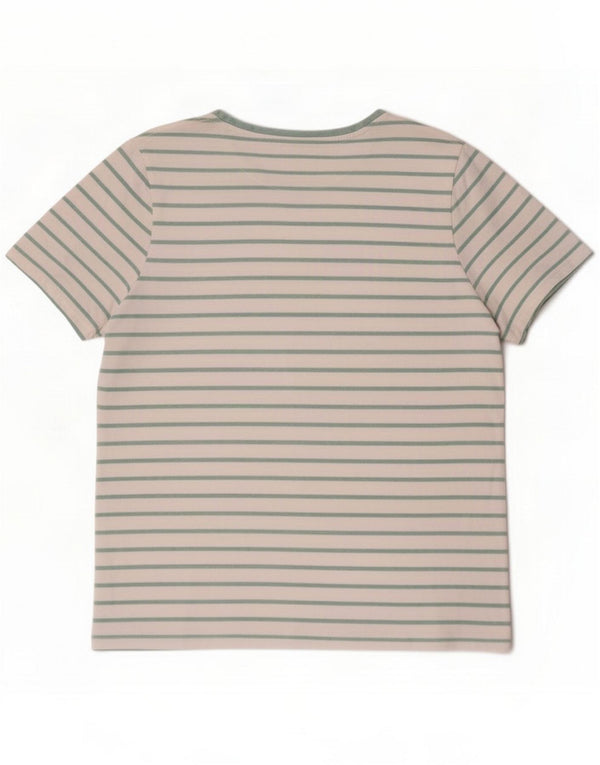 Fat Face Womens T-Shirt Top UK 16 Large White Striped Cotton