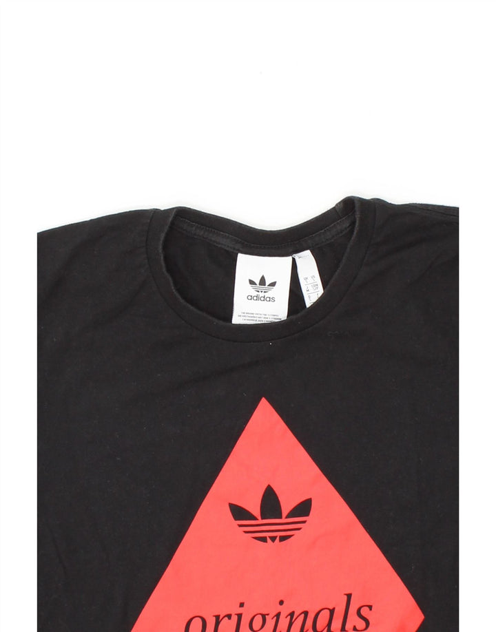 ADIDAS Mens Graphic T-Shirt Top Small Black Cotton Vintage Adidas and Second-Hand Adidas from Messina Hembry 