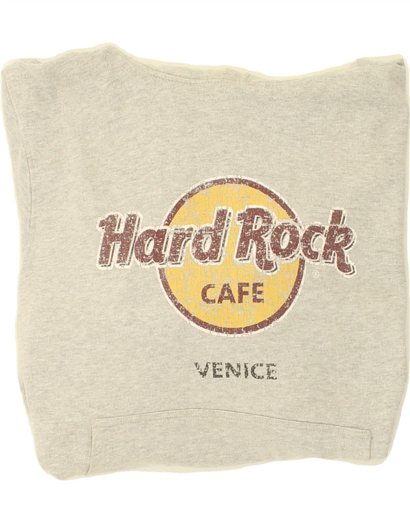 HARD ROCK CAFE Womens Venice Graphic Hoodie Jumper UK 14 Medium Grey | Vintage Hard Rock Cafe | Thrift | Second-Hand Hard Rock Cafe | Used Clothing | Messina Hembry 