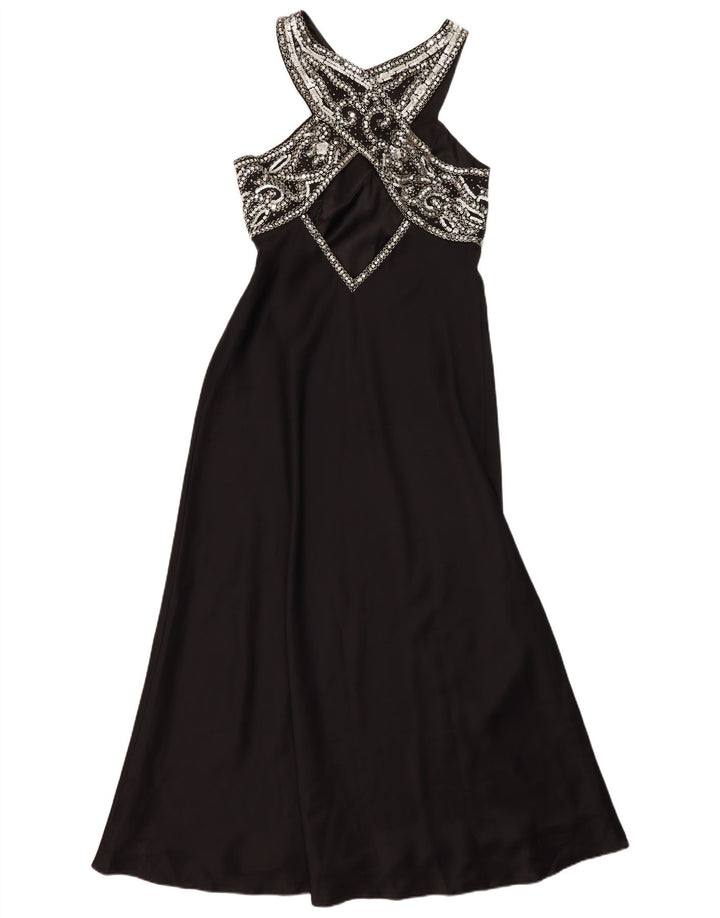 Vintage Womens Halter Dress UK 14 Medium Black
