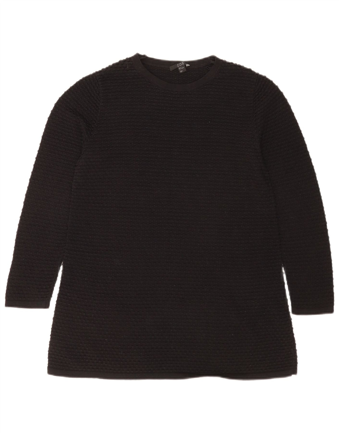 Cos Womens Top Long Sleeve UK 10 Small Black Cotton