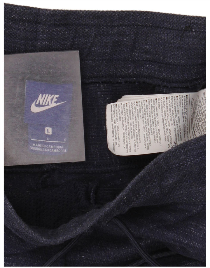 Nike Mens Tracksuit Trousers Large Navy Blue Flecked Cotton