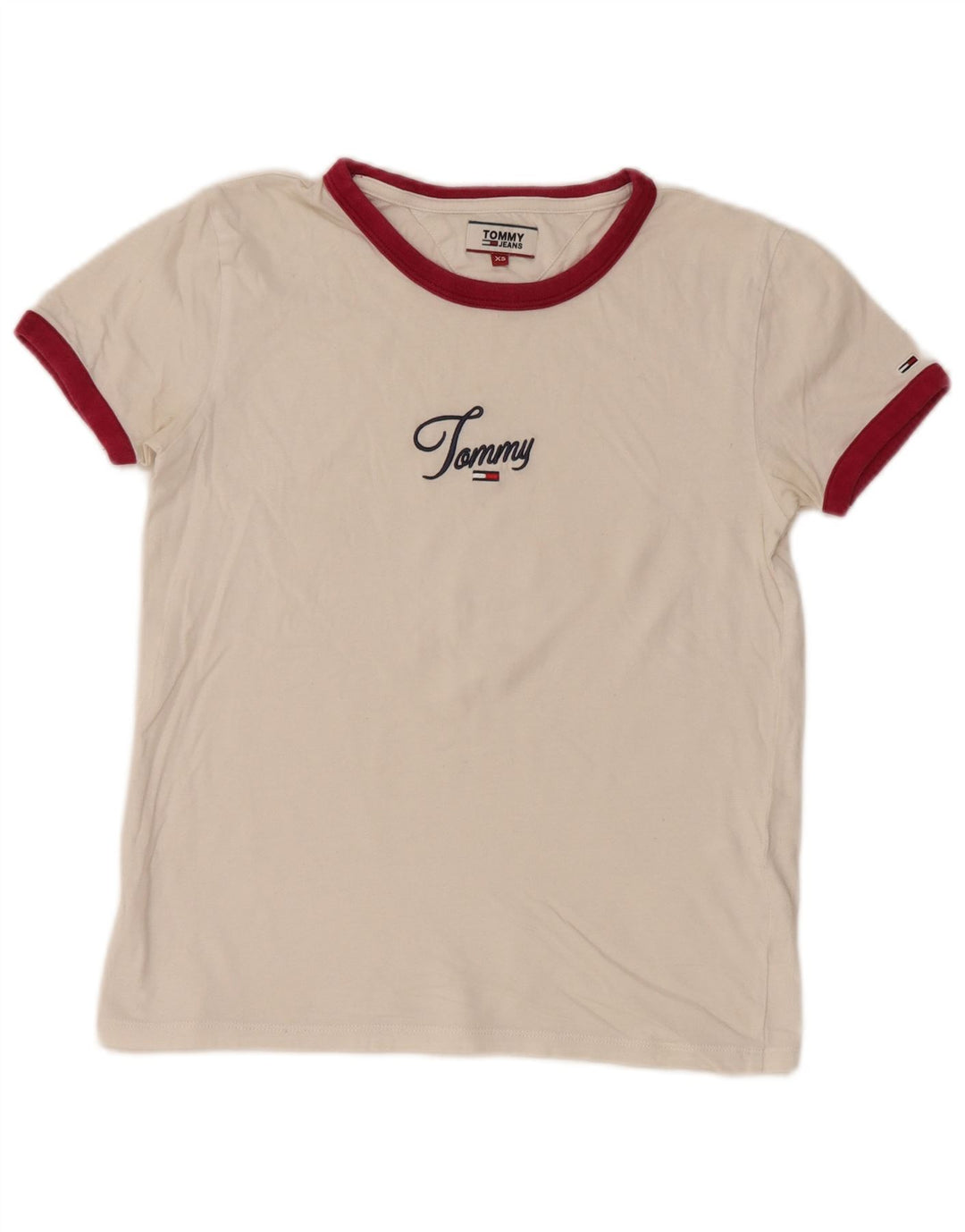 TOMMY HILFIGER Womens Graphic T-Shirt Top UK 6 XS White