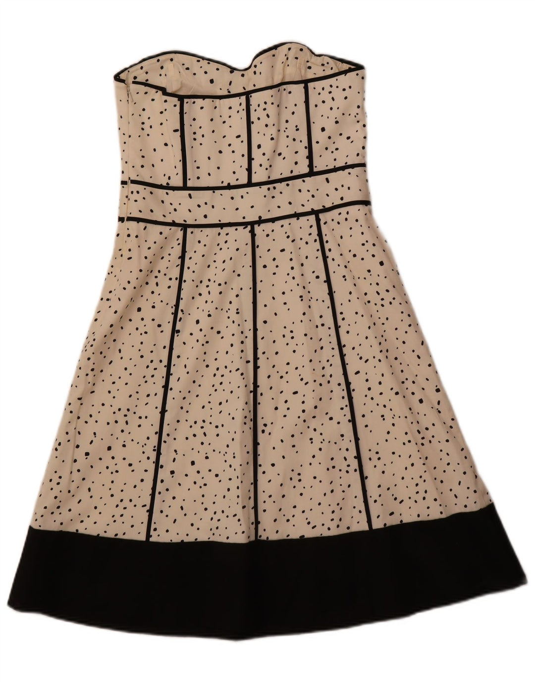 COAST Womens Strapless Dress UK 12 Medium  White Spotted Cotton