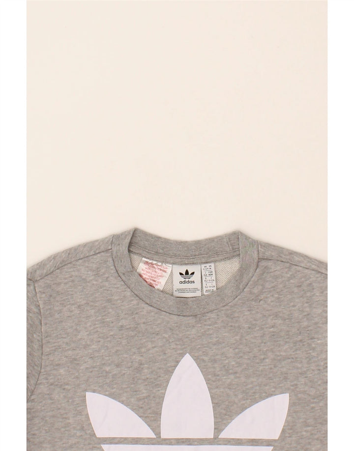 ADIDAS Boys Graphic Sweatshirt Jumper 11-12 Years  Grey Cotton Vintage Adidas and Second-Hand Adidas from Messina Hembry 