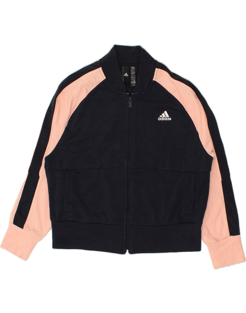 ADIDAS Womens Tracksuit Top Jacket UK 16/18 Large Navy Blue Colourblock | Vintage Adidas | Thrift | Second-Hand Adidas | Used Clothing | Messina Hembry 