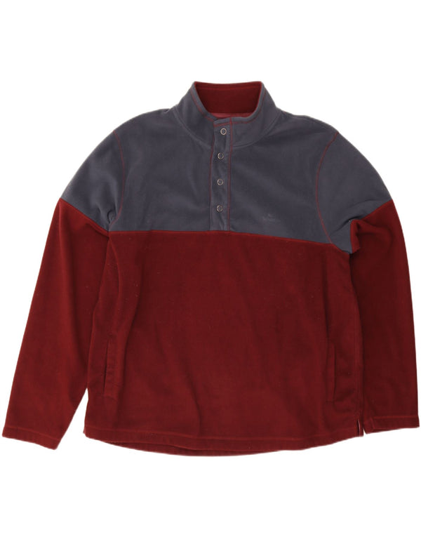 Weird Fish Mens Button Neck Fleece Jumper 4XL Burgundy Colourblock