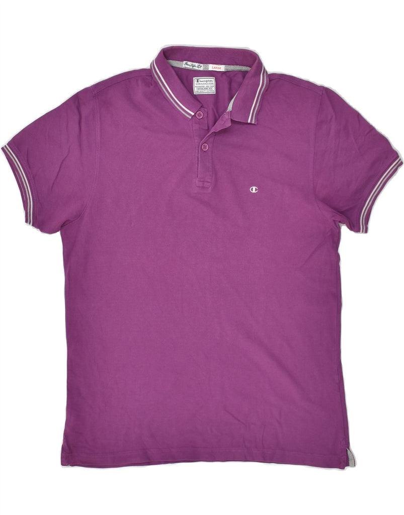 CHAMPION Mens Heritage Fit Polo Shirt Large Purple | Vintage Champion | Thrift | Second-Hand Champion | Used Clothing | Messina Hembry 