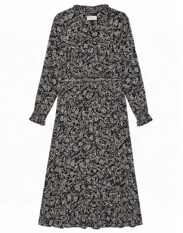 Marks & Spencer Womens Long Sleeve Maxi Dress UK 10 Small Navy Blue Floral
