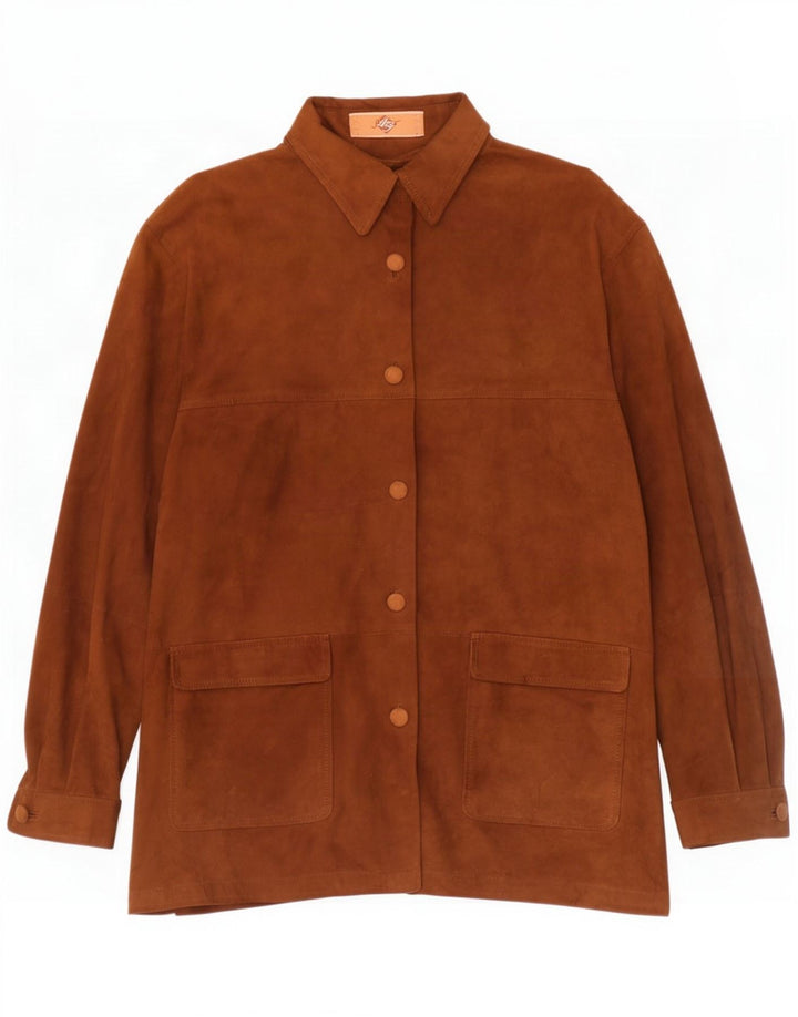 Vintage Womens Oversized Suede Jacket IT 44 Medium Brown Leather