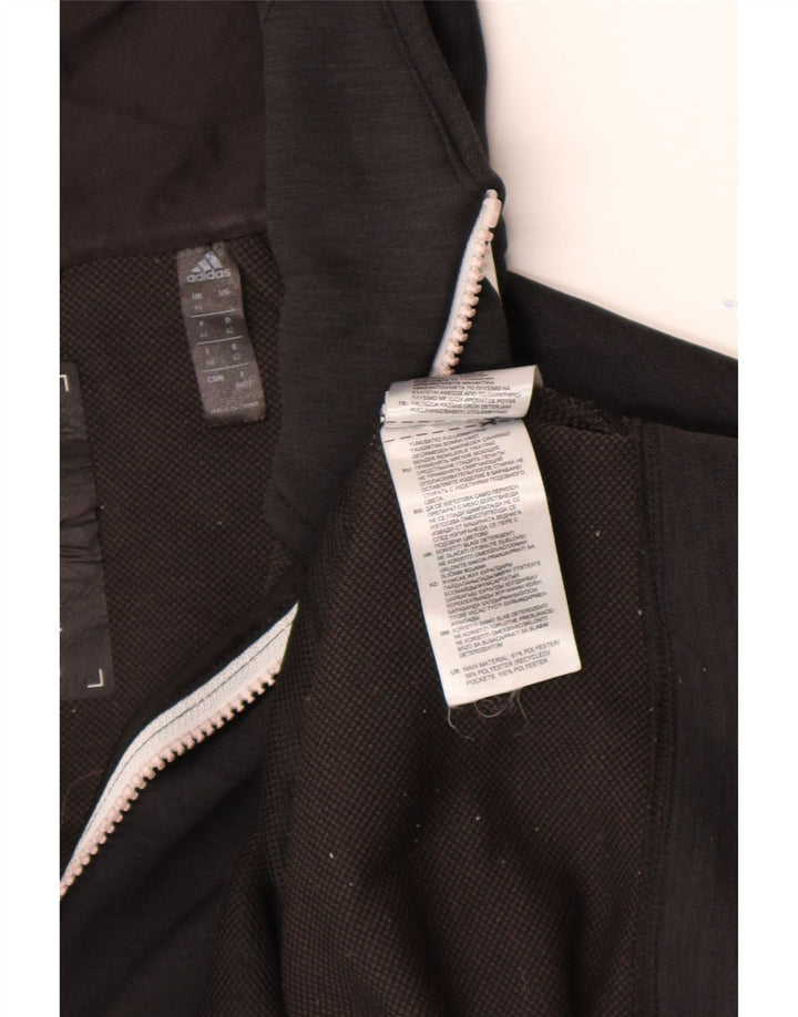 Adidas Womens Zip Hoodie Sweater UK 16 Large Black Polyester
