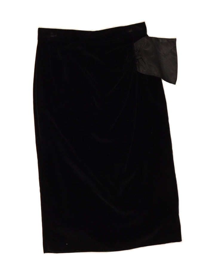 VINTAGE Womens Velvet Midi Skirt W28 Medium Black Vintage Vintage and Second-Hand Vintage from Messina Hembry 