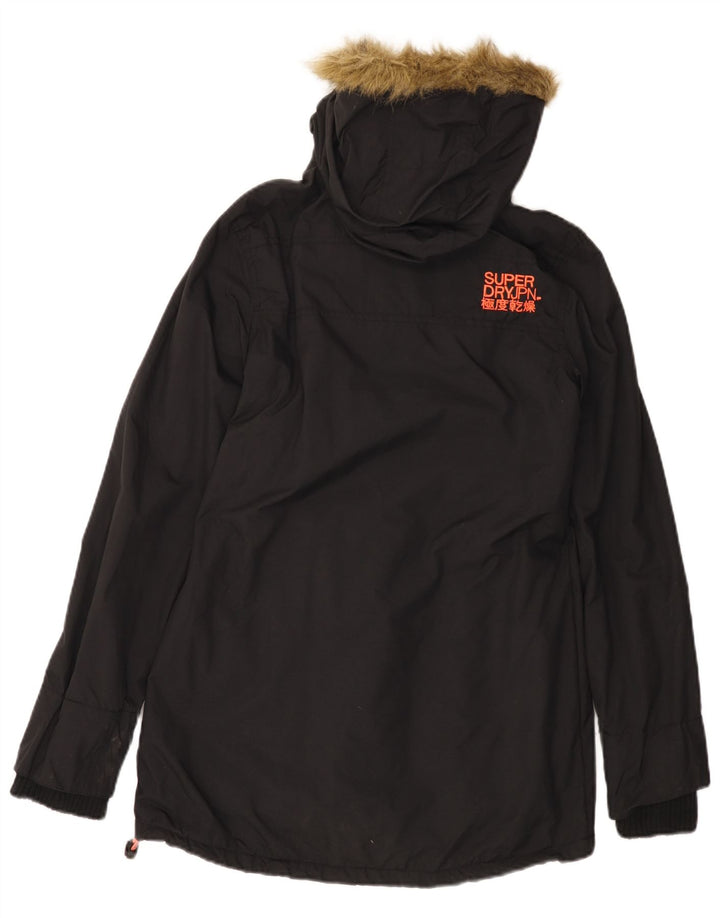 SUPERDRY Mens Hooded Parka Jacket UK 36 Small Black Nylon