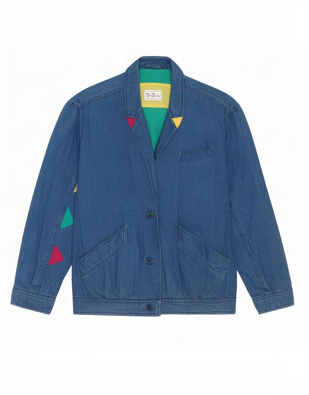 Betty Barclay Womens Oversized Denim Jacket UK 14 Large Blue Colourblock