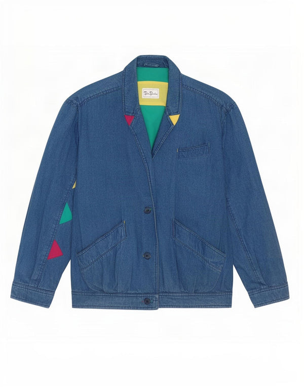 Betty Barclay Womens Oversized Denim Jacket UK 14 Large Blue Colourblock