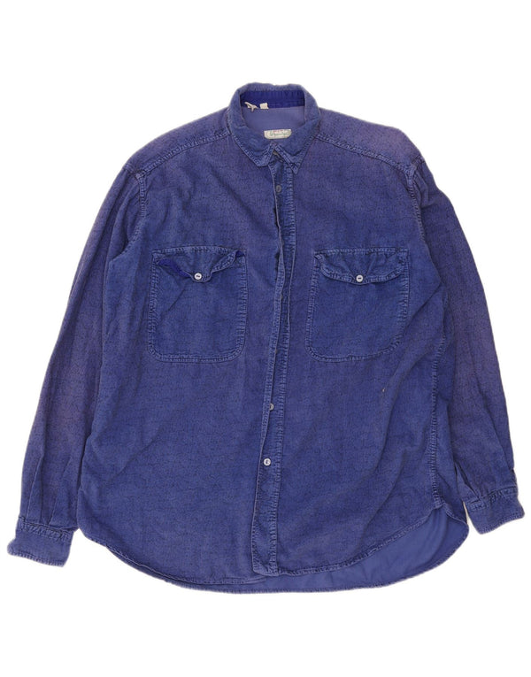 Benetton Mens Corduroy Shirt XL Blue