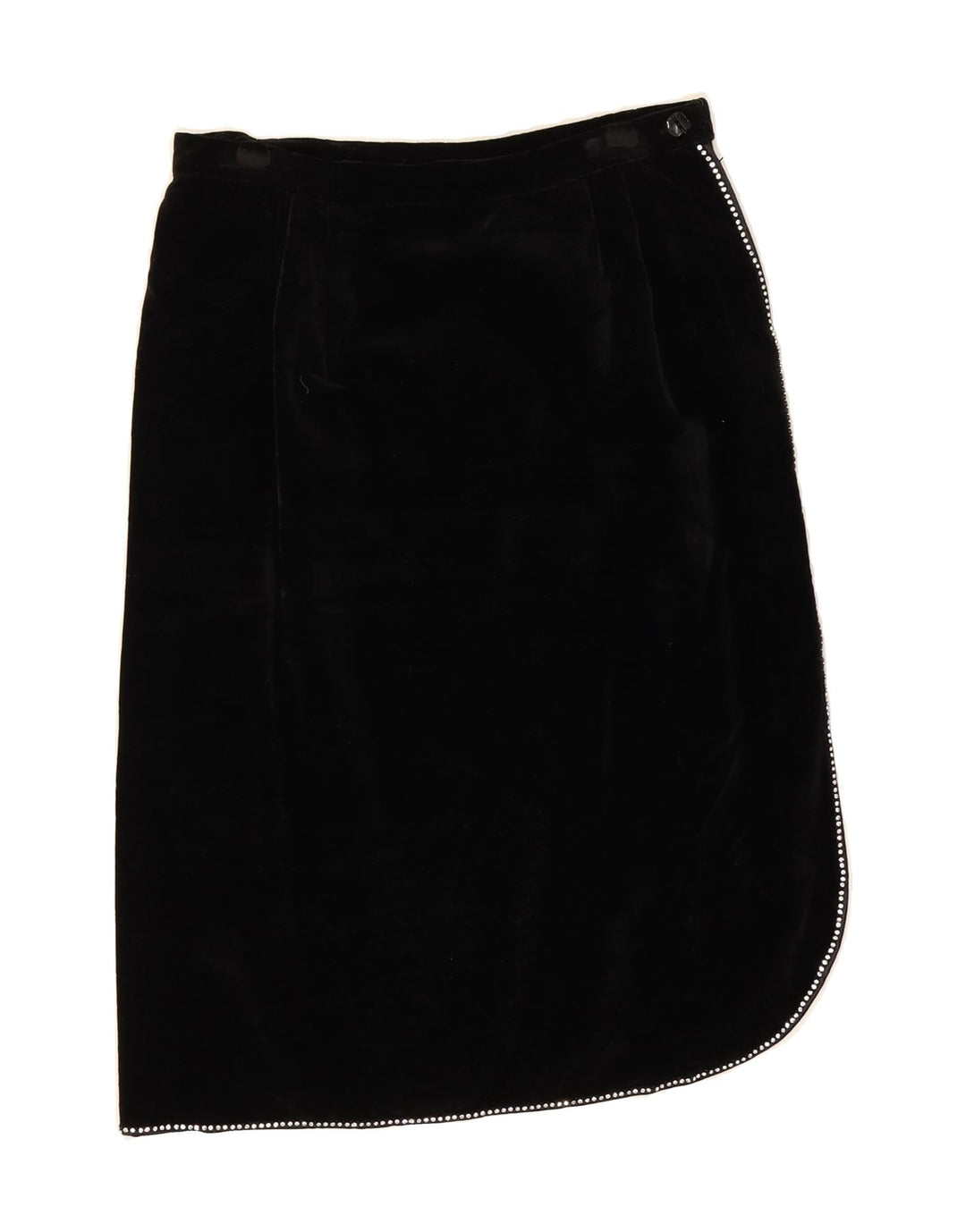 VINTAGE Womens Velour A-Line Skirt W28 Medium Black Vintage Vintage and Second-Hand Vintage from Messina Hembry 