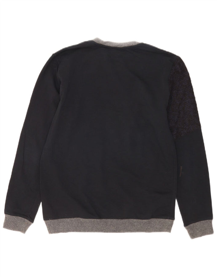 Zara Mens Crew Neck Jumper Sweater Small Navy Blue Colourblock