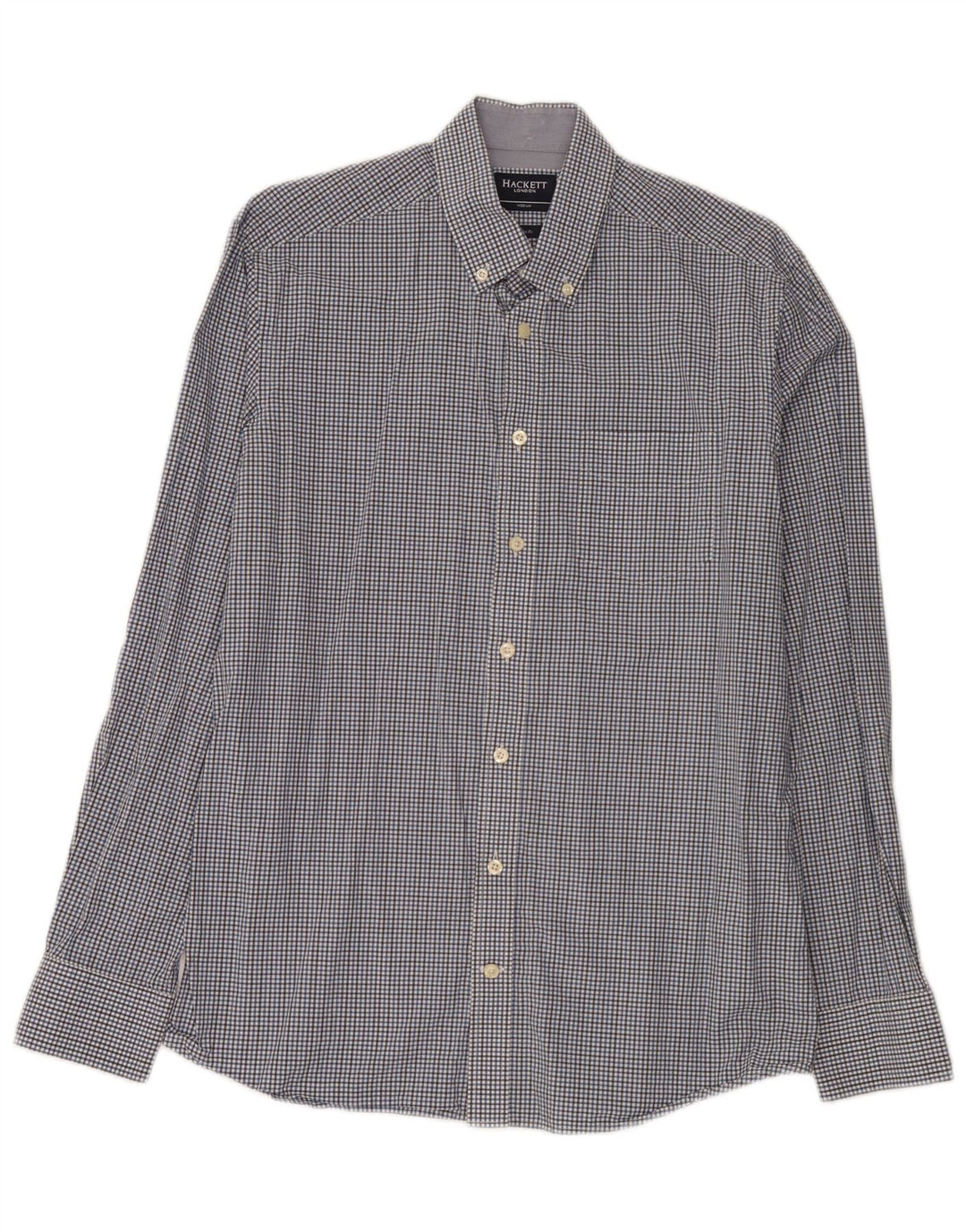 Hackett Mens Slim Fit Shirt Medium Blue Gingham Cotton